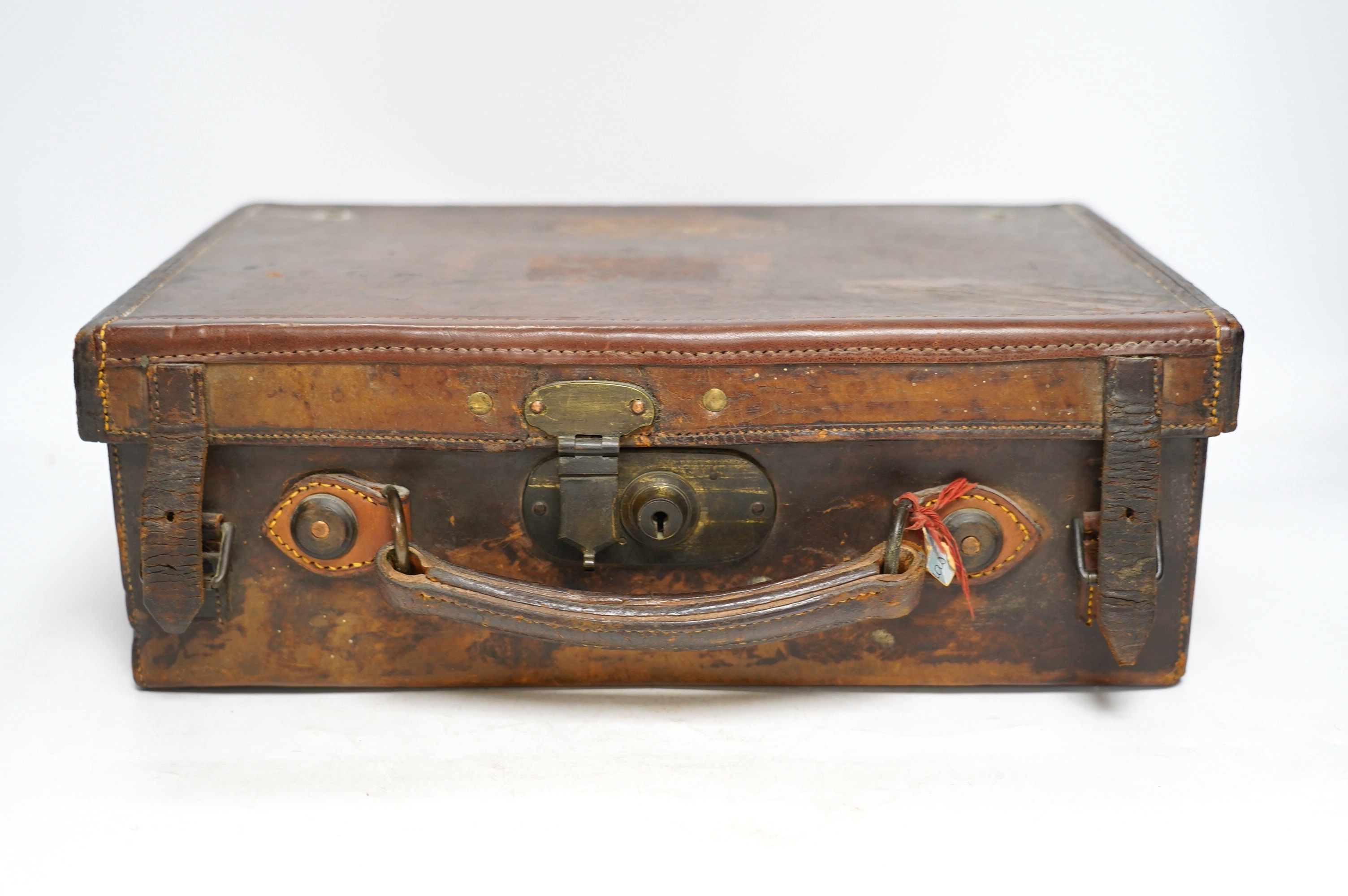 A Victorian Westley Richards & Co leather ammunition case, 38 x 26 x 13cm. Condition - fair